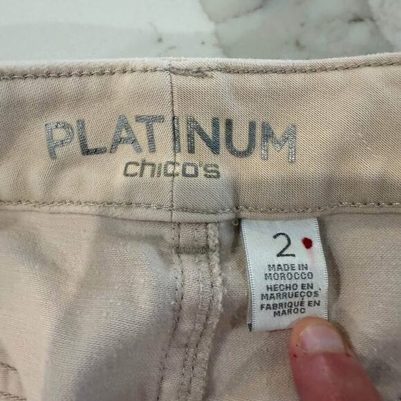Chico’s Platinum Denim Ankle Jeans Womens Size 28” StraightLeg Blush Pink/Beige - Picture 4 of 7